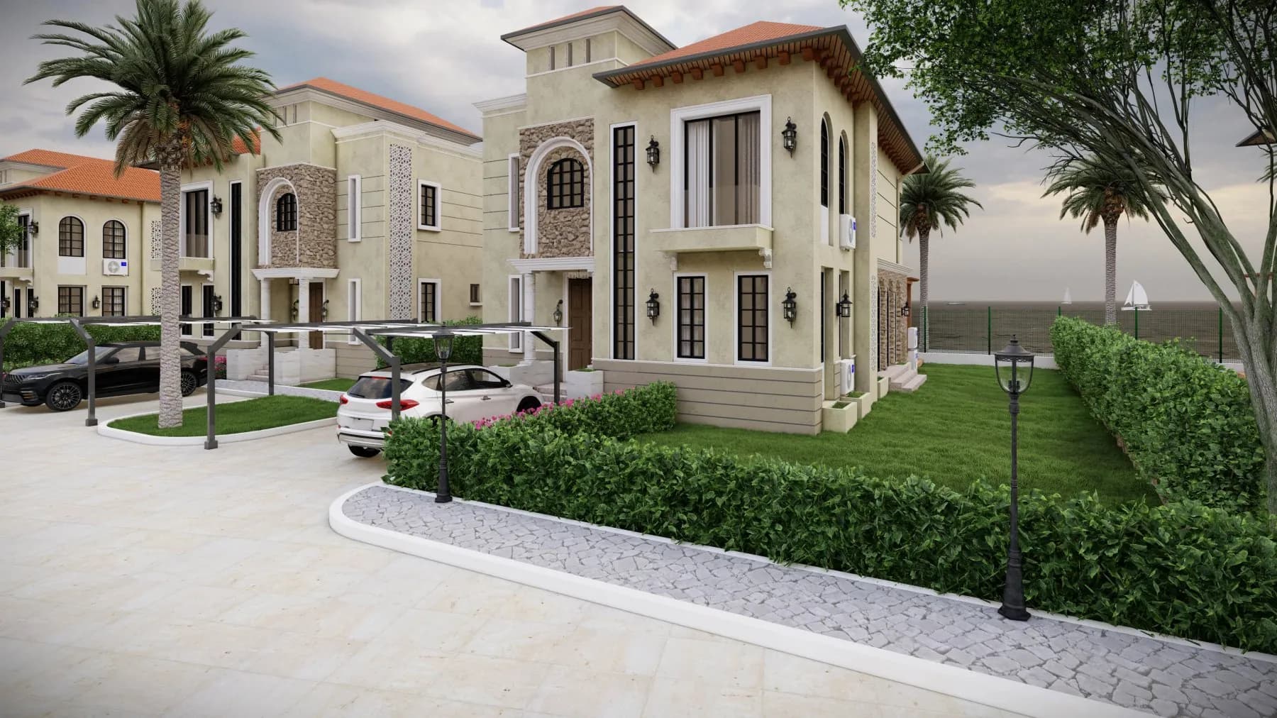 Palm-Shaded Driveway
