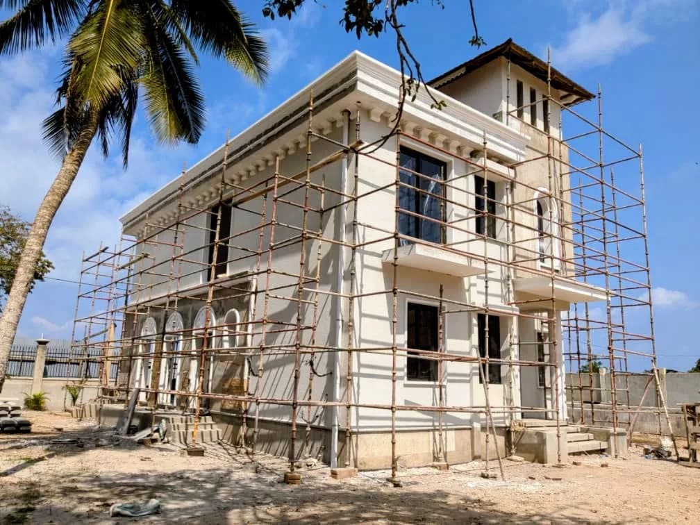 Villa Exterior with Scaffolding